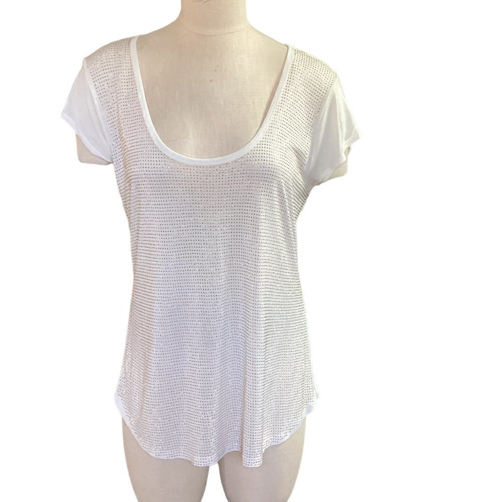 I‎ Jeans by Buffalo Short Sleeve Beaded Top Sz L #133Q